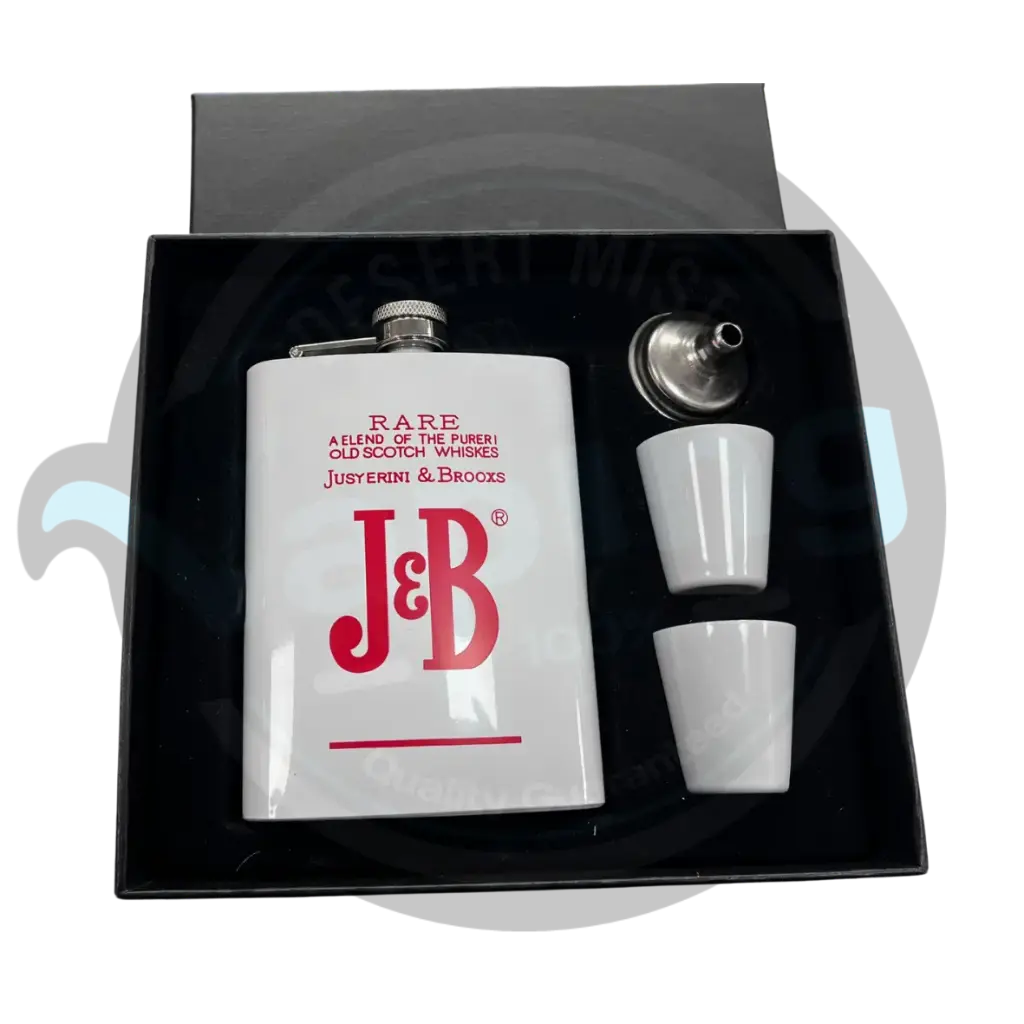 HIPFLASK | Stainless Set (8oz) - J&B W/2 Cups