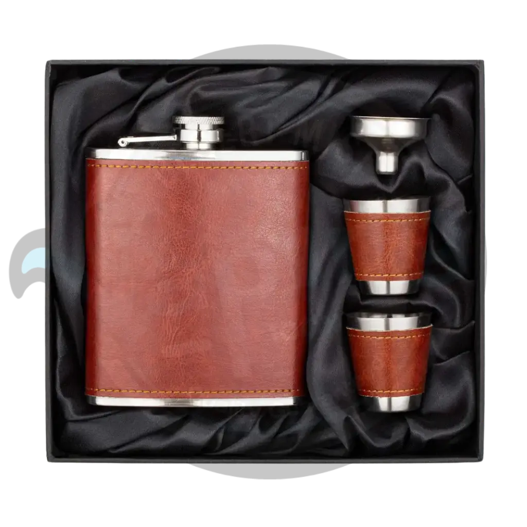 HIPFLASK | Leather Set (8oz) - W/2 Cups