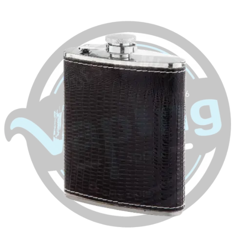 [[FLS031]] HipFlask - Black Leather (240ml)