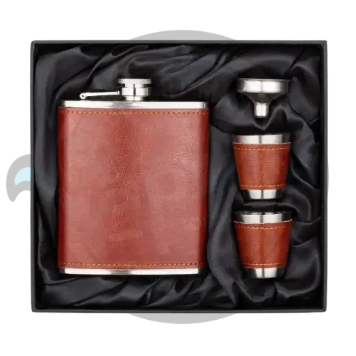 [CL0172 CZ0150] HIPFLASK | Leather Set (8oz) - W/2 Cups